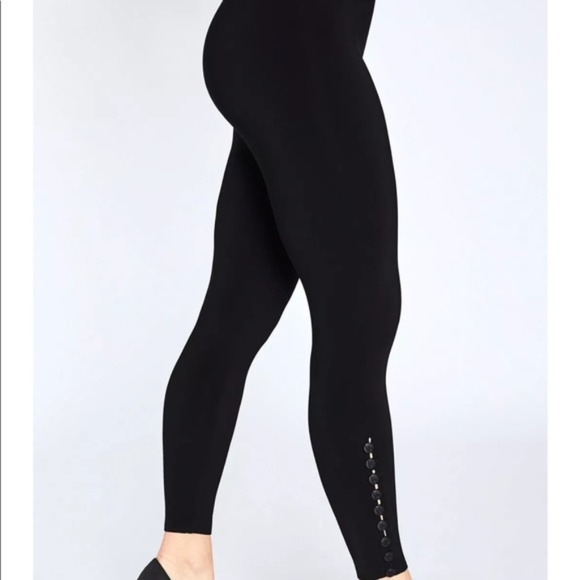 Sympli Pants - Sympli Black Diva Leggings Button Side Ankle Slim